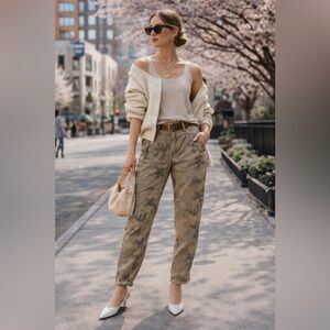 Joe’s Dayna Distressed Camouflage Relaxed Slouch Boyfriend Fit Trousers, Size 25